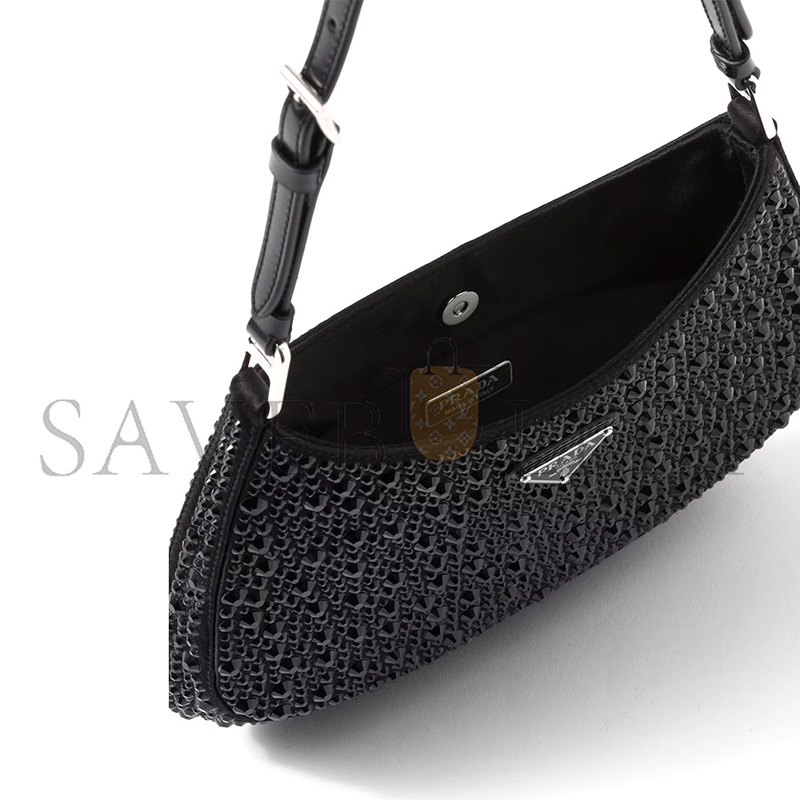PRADA CLEO SATIN BAG WITH CRYSTALS 1BC169 (22*18.5*4.5cm) PRADA CLEO SATIN BAG WITH CRYSTALS 1BC169 (22*18.5*4.5cm)